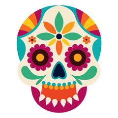 Colorful sugar skull vector on white background.