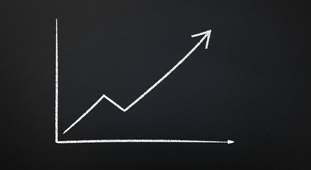 Chalkboard Growth Chart: Upward Trend in Simple Minimalist Style