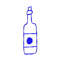 Vintage Wine Bottle Icon. Sketch Alcohol Drink Bar. Doodle Vector Illustration Art