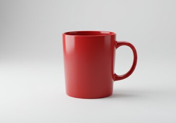 Red Ceramic Coffee Mug on White Background&mdash;Minimalist Product Mockup