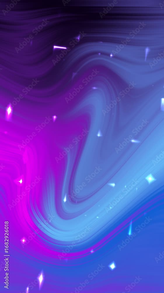 Poster fluid motion background animation. vibrant purple and blue hues swirl creating a mesmerizing visual 
