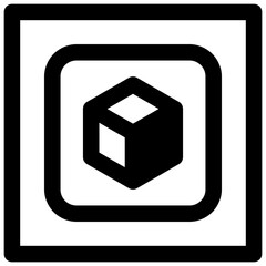 3D printer. Outlined stroke vector icon with black-filled details.