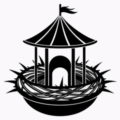 Fairground Nest a simple vector clean black silhouette design white background