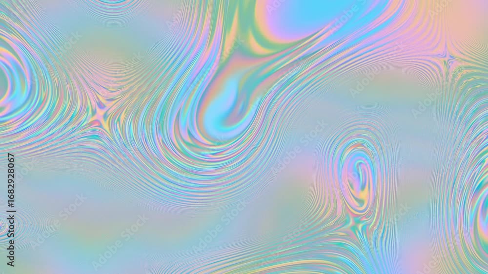Poster soft waves reflecting holographic iridescent colors, looping animation, abstract background. abstrac