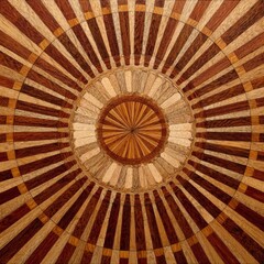 Intricate Wooden Floor Design with Circular Pattern and Stripes