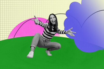 Composite zine pop trend collage of happy girl guy dance weekend chill party celebration event holiday vibe relax occasion