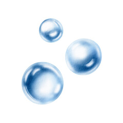 Delicate air bubbles float in a serene aquatic dance,captured in soft blue watercolor monochrome.For ethereal designs and ocean-inspired projects.Hand drawn illustration for aquatic arrangements