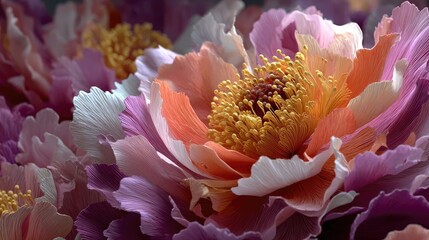 Close-up of vibrant peony blossoms