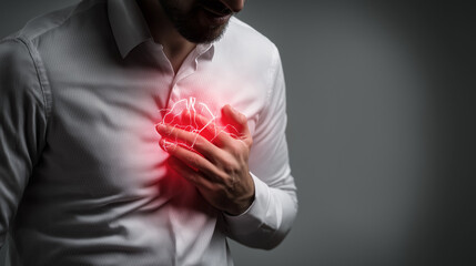 Heart Attack Awareness: Recognizing the Early Warning Signs. Medical Illustration of Heart Attack Symptoms and Effects. Cardiovascular Emergency: Understanding Hart Attack Risks. Heart Attack Concept