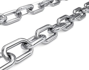 Obraz premium Two parallel metal chains against a white background