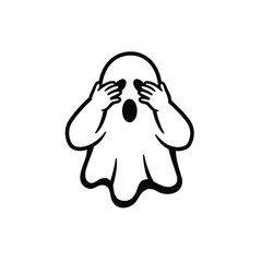 Ghost covering eyes surprised expression vector