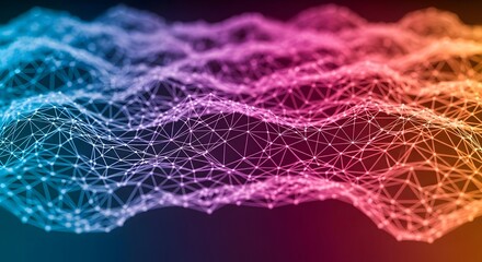 Futuristic technology concept with a vibrant, glowing plexus of interconnected nodes and lines symbolizing big data and global communication