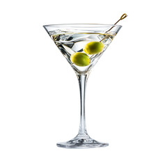 Classic Dry Martini with Olives Isolated on Transparent Background