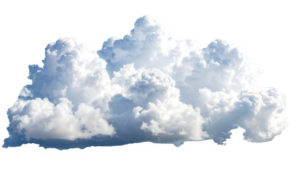 A voluminous and puffy white cumulus cloud isolated on a transparent background, a beautiful atmospheric element for weather and creative design concepts