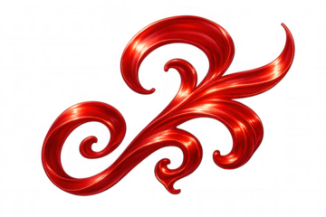 Luxurious red metallic floral ornament blossoming, spreading decorative elegance against transparent backdrop