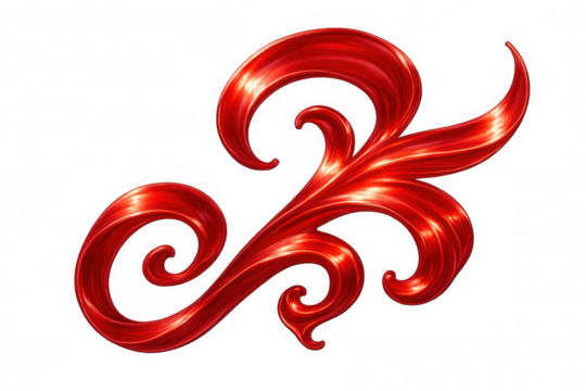 Luxurious red metallic floral ornament blossoming, spreading decorative elegance against transparent backdrop