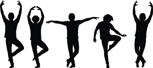 Ballet, silhouette, dancer, pose, movement, grace, posture, elegance, art, expressive, black, white, vector, illustration, classical, contemporary, body, fluid,