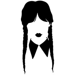 Young girl with long hair in vector art