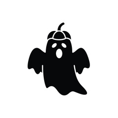 Spooky ghost wearing pumpkin hat halloween costume