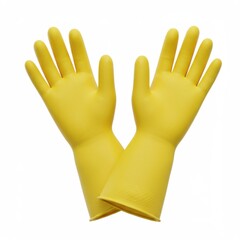 Obraz premium Bright Yellow Rubber Gloves for Household Cleaning and Protection