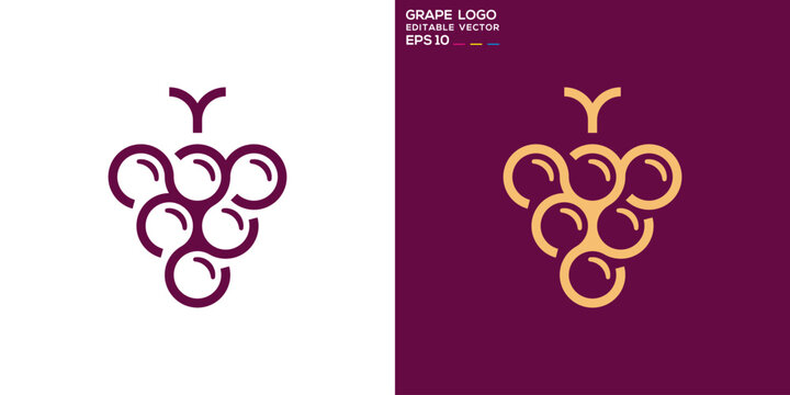 Grape logo. Fruity, unique, minimalist. Vector icon symbol template EPS 10.