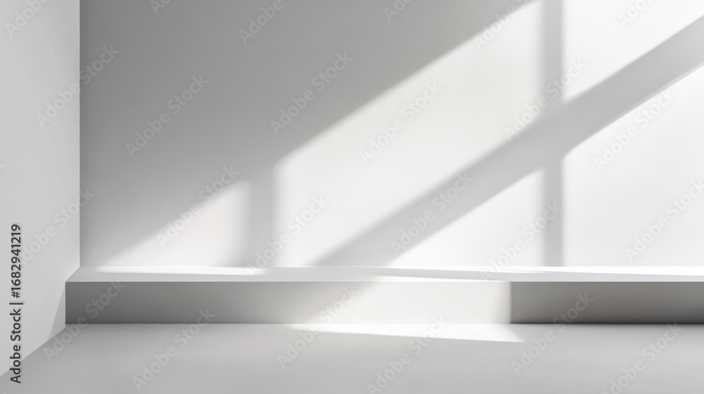 Poster minimalist indoor shelf casting shadows from window