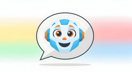 Smiling Robot Chatbot in Speech Bubble.