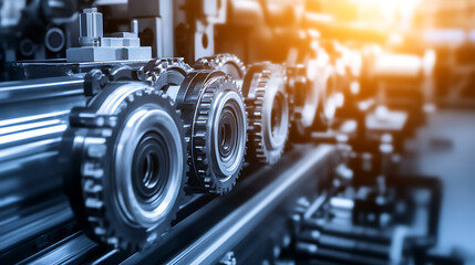 Fototapeta premium Industrial Gears in Motion: Precision Machinery at Work
