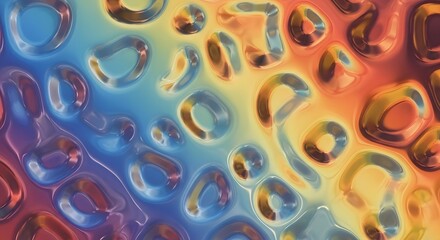 Vibrant iridescent background with abstract organic cellular patterns and glossy liquid texture