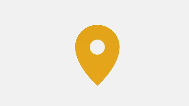 red map location pin bouncing on chroma key background, 4k location icon animation, 3d Location map pin pointer on GPS Map tracker animation, Map pin 4K Resolution, Loopable.
