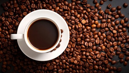 Fototapeta premium Aromatic Coffee Beans and Freshly Brewed Coffee Cup