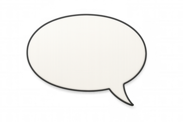 Oval speech bubble with black border floats on a transparent background, ready for custom text