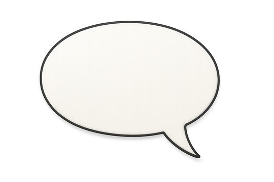 Oval speech bubble with black border floats on a transparent background, ready for custom text