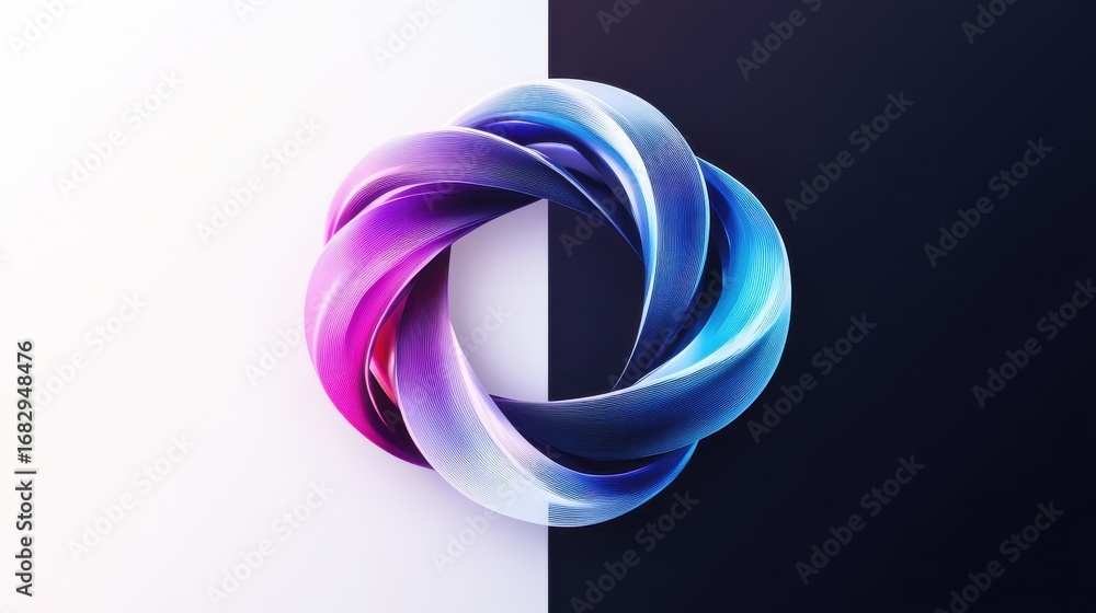 Poster futuristic abstract circular structure in studio with gradient colors