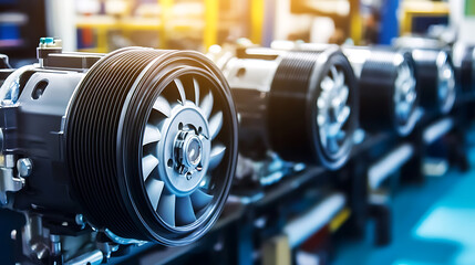 Fototapeta premium Industrial Machinery Components on Assembly Line
