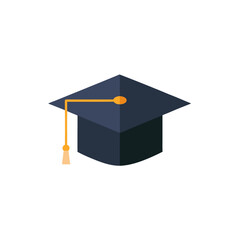 Graduation Cap with Tassel Flat Vector Icon