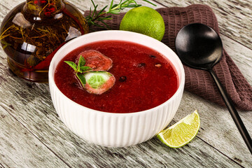 Sweet watermelon gazpacho with cucmber