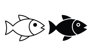 Fototapeta premium WebSleek, modern fish icons in black and white offer a clean, versatile visual for any aquatic or data-driven project needing a simple, elegant touch.
