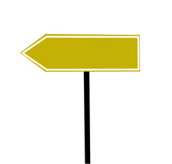 blank yellow direction road sign on white background