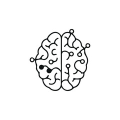 A modern AI brain icon set with circuit-inspired designs, symbolizing intelligence, technology, and digital innovation