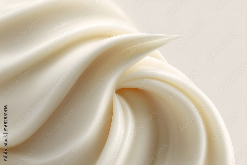 Poster swirling ivory cream forms a luscious, smooth texture, creating a visual symphony of curves and soft
