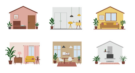 Modern home interiors collection featuring minimalist and cozy room designs