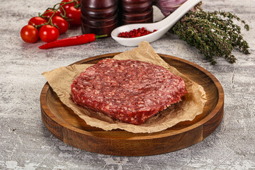 Raw beef burger cutlet for grill