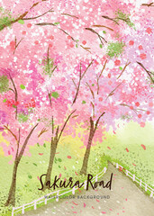 Delicate Watercolor Lonely Cottage in Idyllic Landscape Background Illustration