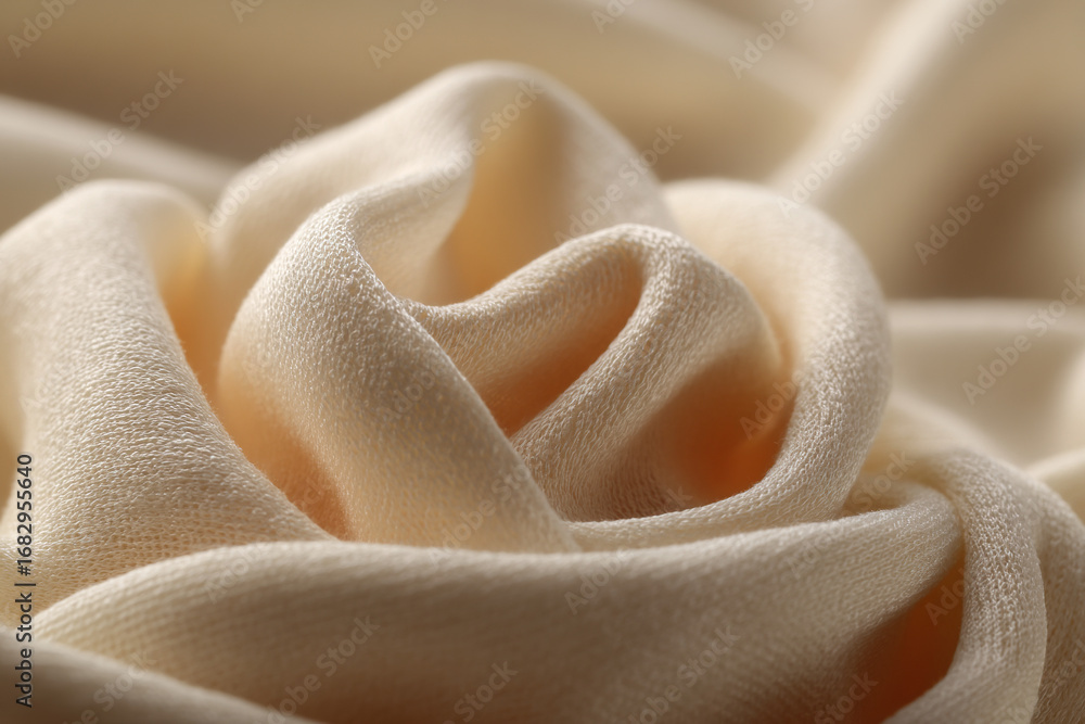 Poster soft waves of creamy, textured fabric cascade in a mesmerizing display, inviting touch and evoking w