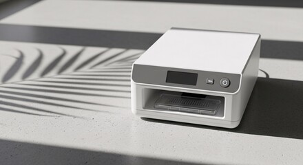 Fototapeta premium Modern white electronic device with digital screen and buttons