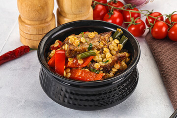 Eastern cuisine - Ptitim with beef and vegetables