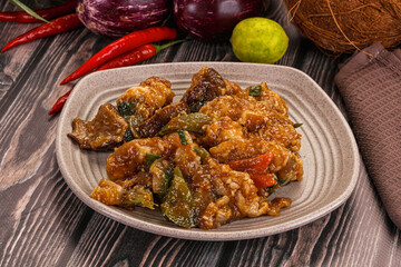 Prawn with vegetables and oyster sauce