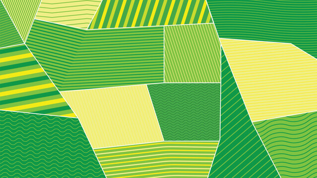 Farm Green Fields Abstract Landscape Vector with Eco Agro Land Backdrop and Decorative Pattern.