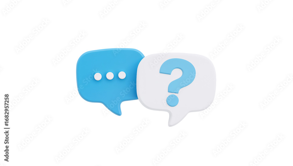 Poster 3d icon of question and answer isolated on transparent background